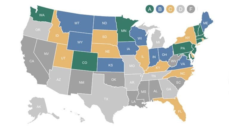  This map shows each state's overall grade in 'Education Effectiveness