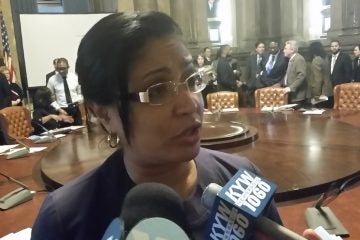  Philadelphia Councilwoman Quiñones-Sánchez discusses the proposal to make the city's agencies and departments more accessible to non-English speakers. (Tom MacDonald/WHYY) 