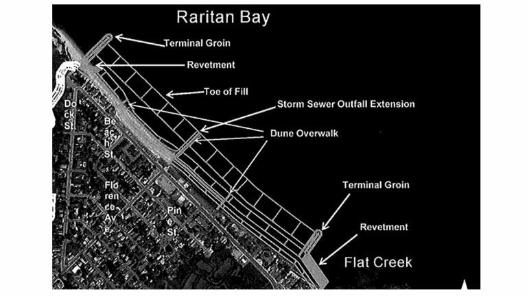  Army Corps of Engineers diagram of flood-control measures to be used in Union Beach. 