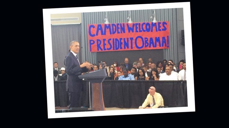  President Obama speaking in Camden. (NewsWorks) 