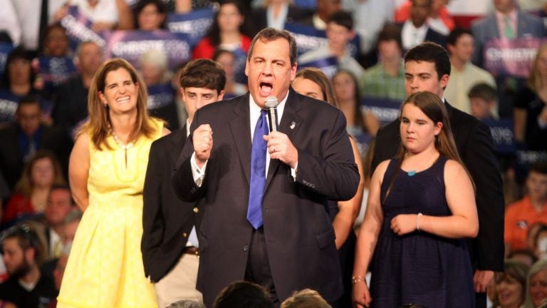  Gov. Chris Christie, joined by his wife, Mary Pat, and son, Patrick, announces his candidacy for the Republican nomination for president on June 30, 2015.(Jeff Zelevansky/Getty Images ) 