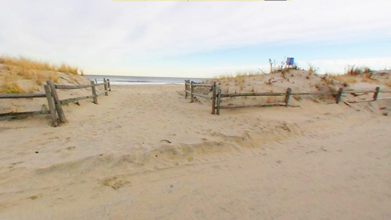  The ocean can be viewed between the dunes in Manasquan. (Image via Google Streetview Dec 2013) 