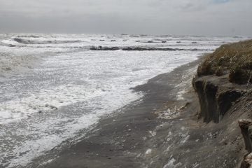  Hurricane Joaquin, which did not hit NJ, did cause extensive beach erosion in places like Ocean City, NJ. (Alan Tu/WHYY) 