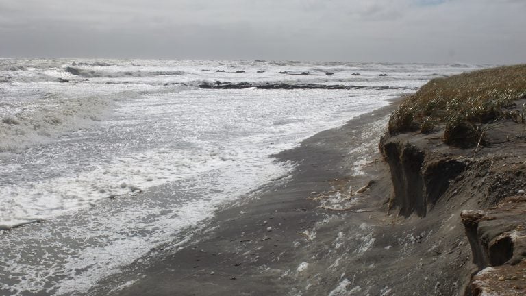  Hurricane Joaquin, which did not hit NJ, did cause extensive beach erosion in places like Ocean City, NJ. (Alan Tu/WHYY) 