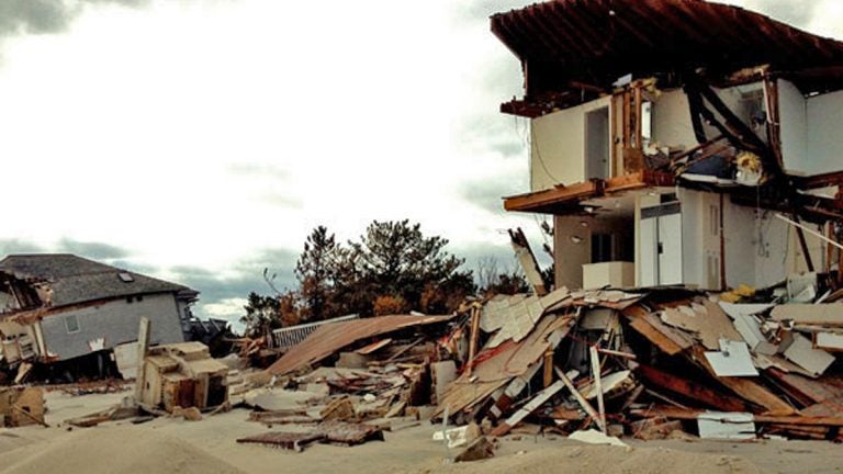  Wreckage of a beachfront home in Mantoloking in the immediate aftermath of superstorm Sandy. 