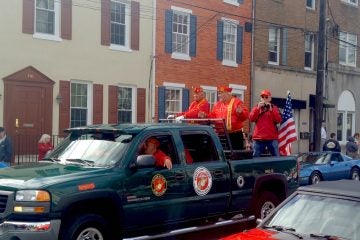 20151111_1152291 Veterans ride down the street at the annual parade in Delaware County. (Tom MacDonald/WHYY)