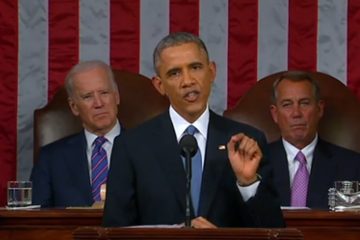  President Barack Obama addresses the nation during the 2015 State of the Union (Image via FactCheck.org) 