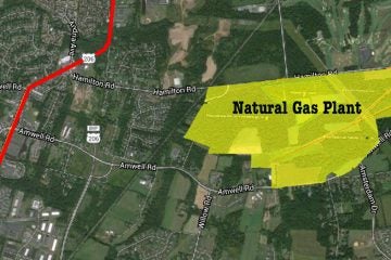 The proposed natural gas plant is about 10 miles north of Princeton, NJ.  
