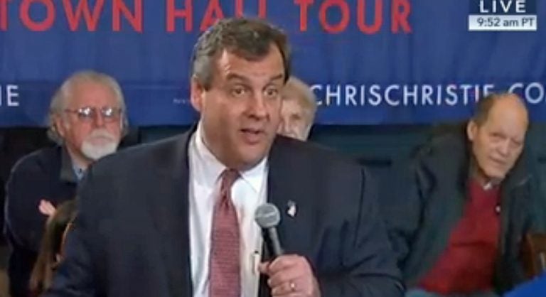  Chris Christie holding a town hall meeting today in Ottumwa, Iowa. (Screenshot C-Span) 