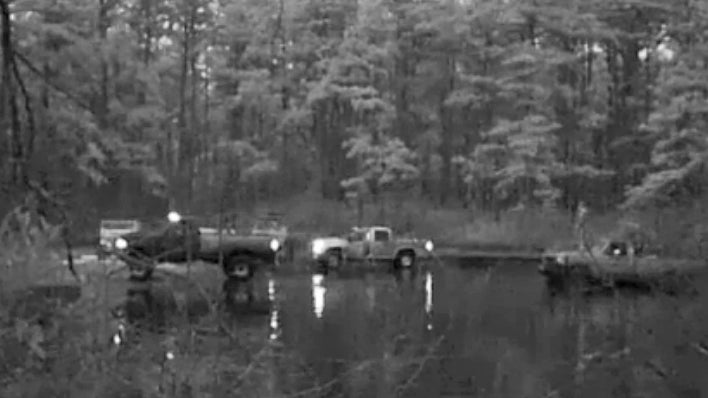 Cars are not supposed to leave designated roads in NJ's Pine Barrens. (Screen capture of Courier Post video)