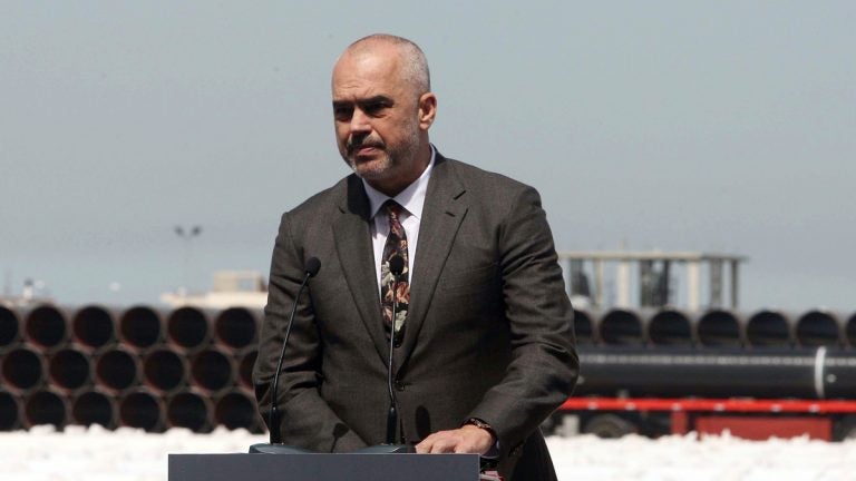 Albanian Prime Minister Edi Rama denies he paid to attend a 2012 Obama campaign event.  (AP Photo/Hektor Pustina