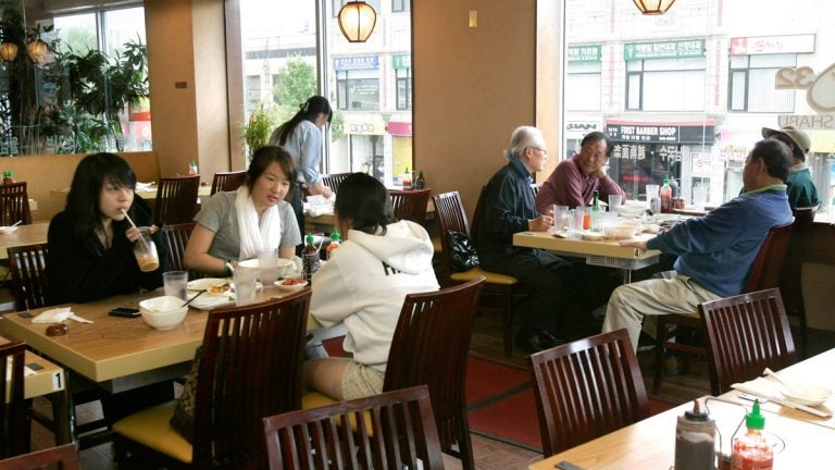 Diners eat in a traditional Korean restaurant in Palisades Park