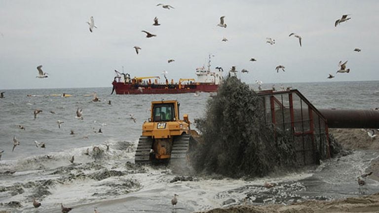 Beach replenishment projects were common along the Jersey Shore in 2013 following Hurricane Sandy.