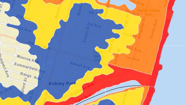 This is an image of the evacuation zones for Asbury Park