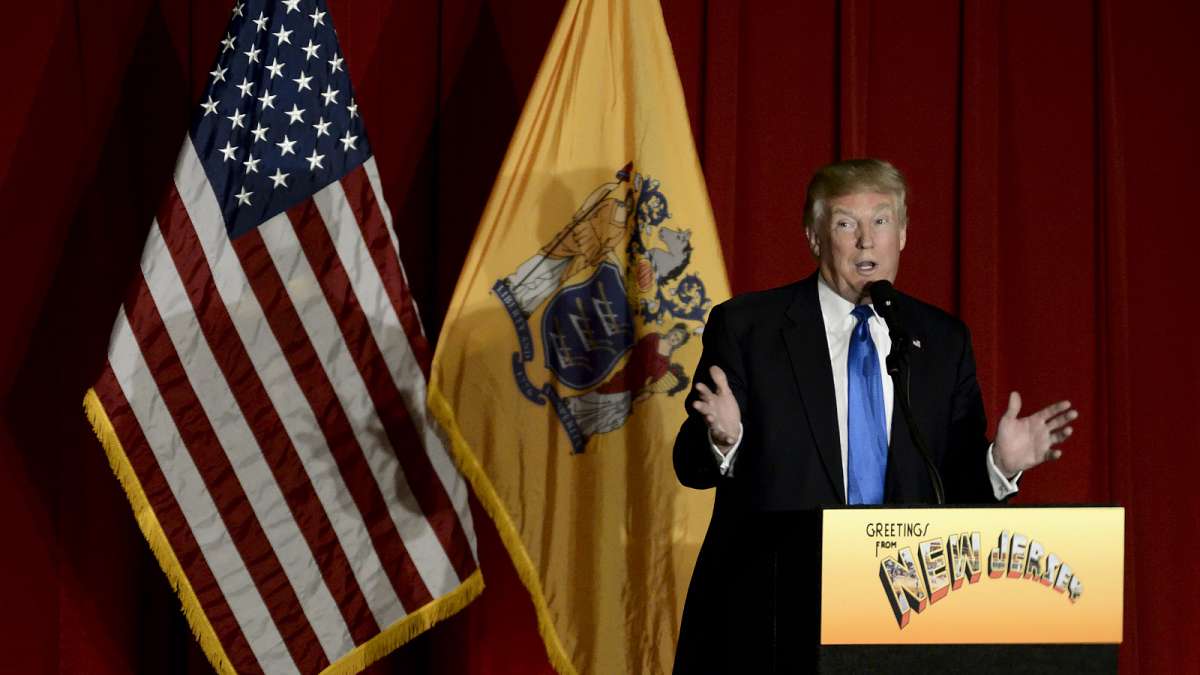 Donald Trump praised Gov Christie's record in New Jersey at an event in Lawrenceville