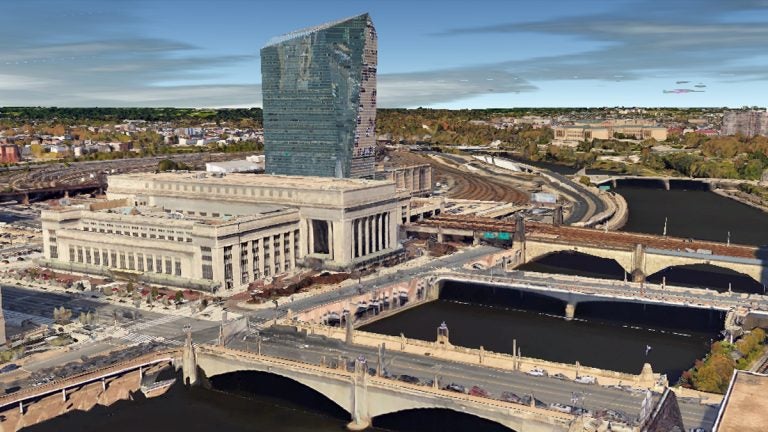 30th Street Station in Philadelphia. (Image via Google Earth)