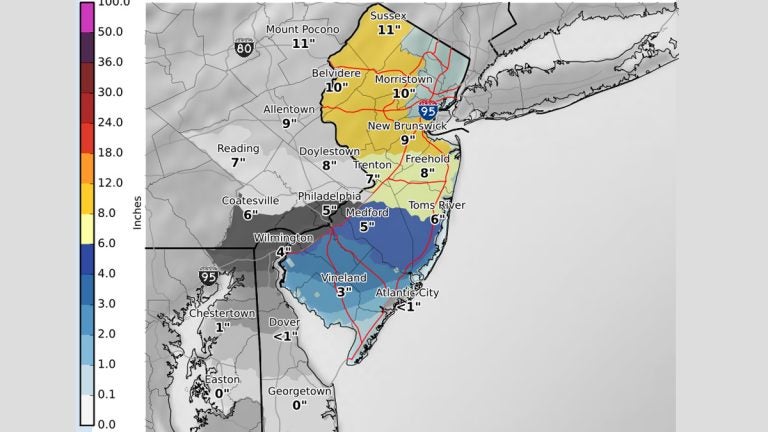 Snow projections from the National Weather Service.