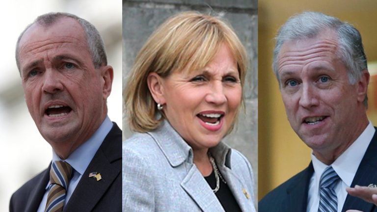 New Jersey Gubernatorial contenders (from left) former Obama administration ambassador Phil Murphy; Lt. Gov. Kim Guadagno; and New Jersey Assemblyman John S. Wisniewski