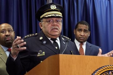  Following up on a Department of Justice report, (from left) Philadelphia Mayor Michael Nutter, Police Commissioner Charles Ramsey and U.S. Attorney Zane Memeger took part in a roundtable discussion on community-police relations. (NewsWorks file photo) 