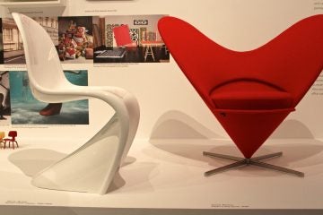 Verner Panton chairs from the 1950s and 1960s. (Emma Lee/WHYY)