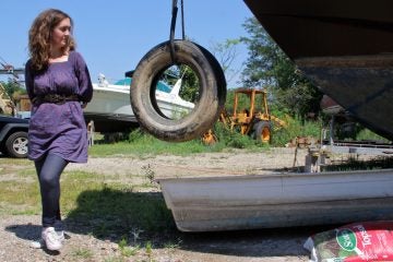 Mary Mattingly hopes to refloat WetLand at Bartram's Gardens, where it would be used as a space for classes, residencies, and public programming. (Emma Lee/WHYY)