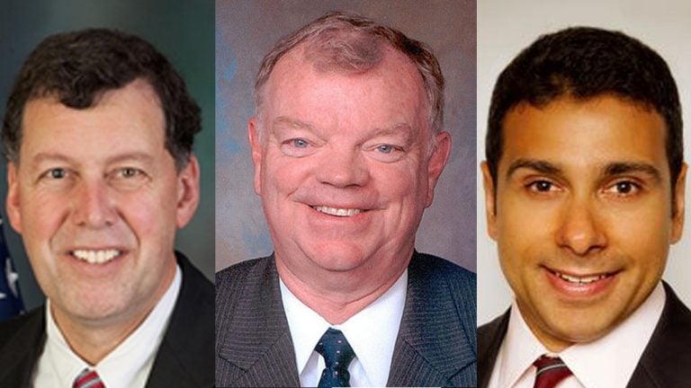  (From left) State Rep. Scott Petri, Andy Warren, and Dean H. Malik are running as Republican candidates for an open congressional seat in Bucks County.  