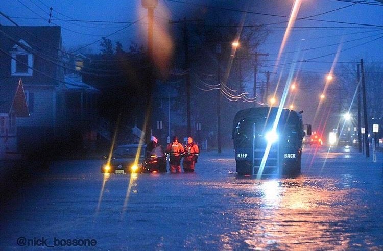 A vehicle stuck in floodwaters in Manasquan yesterday evening. (Image: @nick_bossone as tagged #JSHN on Instagram)