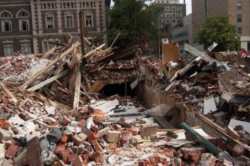  Building collapse site at 22nd and Market Streets in Philadelphia (Lindsay Lazarski/WHYY) 