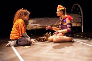  Rachel O'Hanlon-Rodriguez (left) and Leah Walton in Flashpoint Theatre Company's production of 'Lulu's Golden Shoes.' (Photo courtesy of John Flak) 