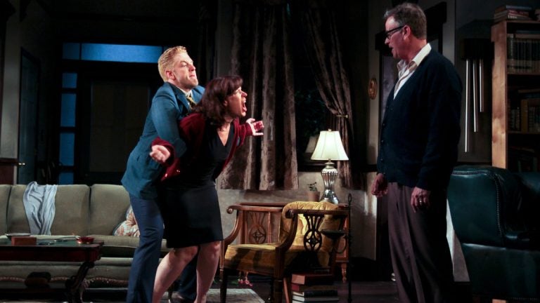  In Theatre Exile's production of 'Who's Afraid of Virginia Woolf?' from left: Jake Blouch, Catharine Slusar and Pearce Bunting. (Photo courtesy of Paola Nogueras) 