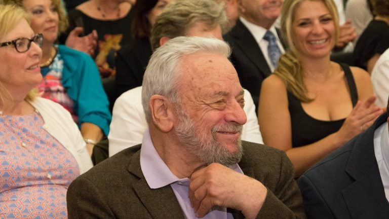  Stephen Sondheim watches a performance of his work at a concert Monday night, during which Arden Theatre presented him with its first Master Storyteller Award. (Photo courtesy of Mark Garvin)  