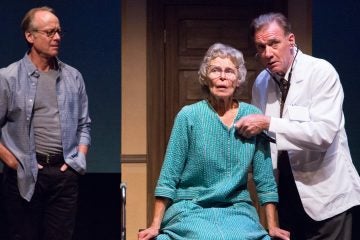  In the People's Light & Theatre production of 'How to Write a New Book for the Bible,' from left: Greg Wood, Alda Cortese, and Peter DeLaurier. (Photo courtesy of Mark Garvin) 