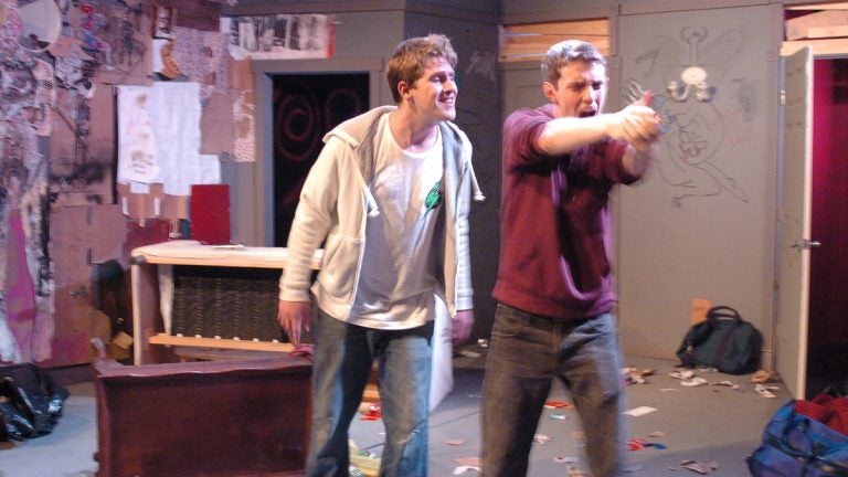  Samuel Fineman (left) and Joshua McLucas as brothers in BrainSpunk Theater's production of 'Mercury Fur.' (Photo courtesy of Matthew Gephart) 