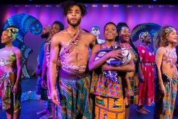  In the center, Kingsley Ibeneche as Joseph and Sanchel Brown as Mary, and the cast of 'Black Nativity' at Theatre Horizon in Norristown. (Photo courtesy of Matthew J. Photography) 