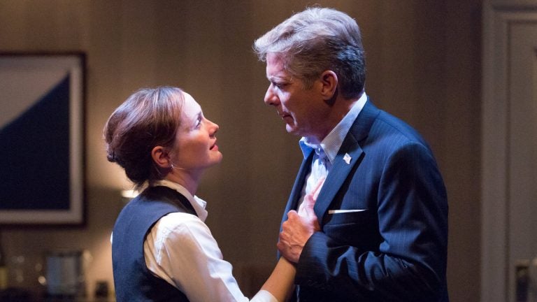 Julianna Zinkel and Scott Bryce in the  People's Light production of 'The Harassment of Iris Malloy.' (Photo courtesy of Mark Garvin)