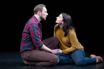 Jered McLenigan and Sarah Gliko in the Wilma Theater production of 'Constellations.'(Photo courtesy of Alexander Iziliaev)