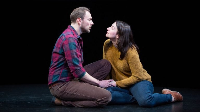 Jered McLenigan and Sarah Gliko in the Wilma Theater production of 'Constellations.'(Photo courtesy of Alexander Iziliaev)