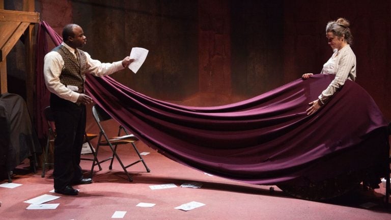 Akeem Davis and Susan Riley Stevens in the InterAct Theatre Company production of 'Marcus/Emma.' (Photo courtesy of Kathryn Raines/Plate 3)