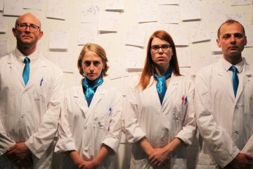  Members of the Institute for Psychogeographic Adventure, the resenters of 'Experiment #39 Old City' in the Fringe Festival. They are, from left, Andrew Goldberg, Emily Rea, Liza Wade Green and Radoslaw Konopka. (Photo courtesy of Steven Dufala)  