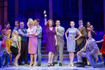  The office-staff cast of '9 to 5' at the end of a musical number in the Walnut Street Theatre production. (Photo courtesy of Mark Garvin)  