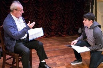  Bill Van Horn and Davy Raphaely in  'A Life in the Theatre' at Walnut Street Theatre’s Independence Studio on 3. (Photo courtesy of Mark Garvin) 