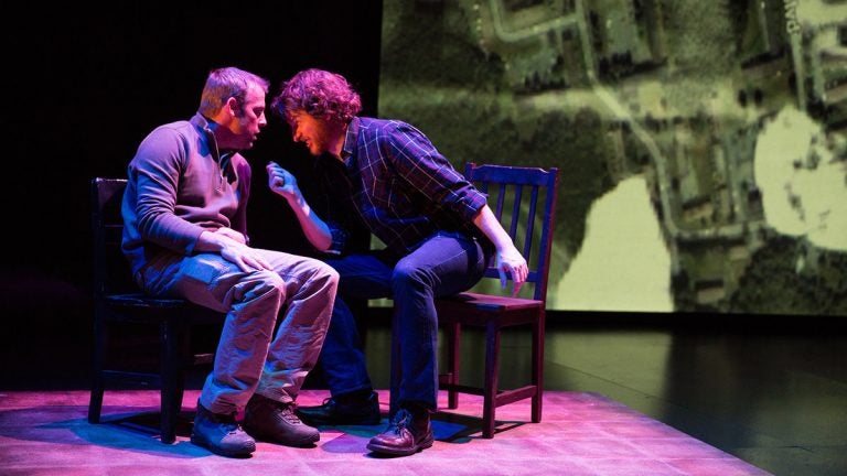  Ian Merrill Peakes  (left) and Harry Smith in Wilma Theater's production of 'The Body of an American.' (Photo courtesy of Alexander Iziliaev)  