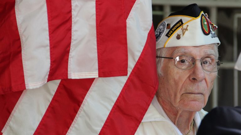  Pearl Harbor Survivor Alexander R. Horanzy attends a memorial ceremony in Philadelphia in 2012. (NewsWorks file photo) 