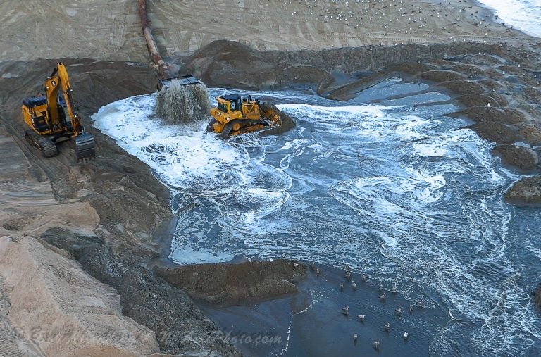 Beach replenishment activity in Manasquan on December 1, 2013. (Image: Bob Alberding/RCAP/ Remote Control Aerial Photography) 