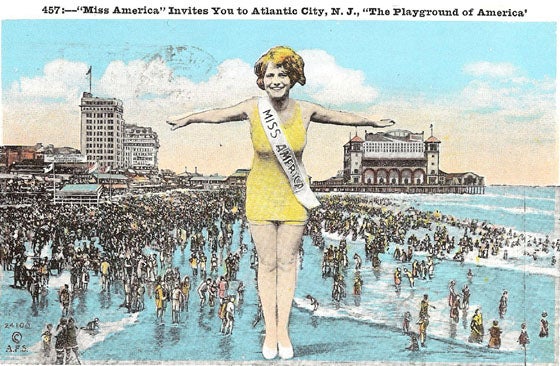  In this postcard from 1926, Miss America beckons you to Atlantic City, her forever home. / Image from MonopolyCity.com  