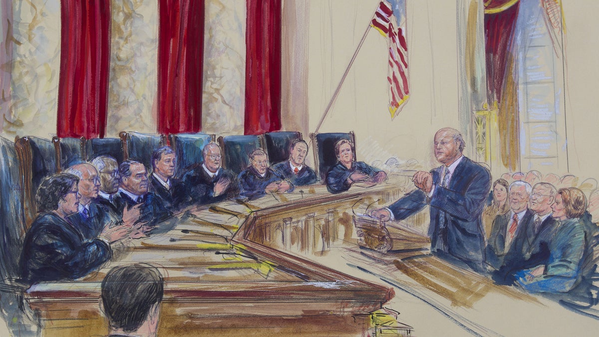 This courtroom artist rendering shows Michael Carvin