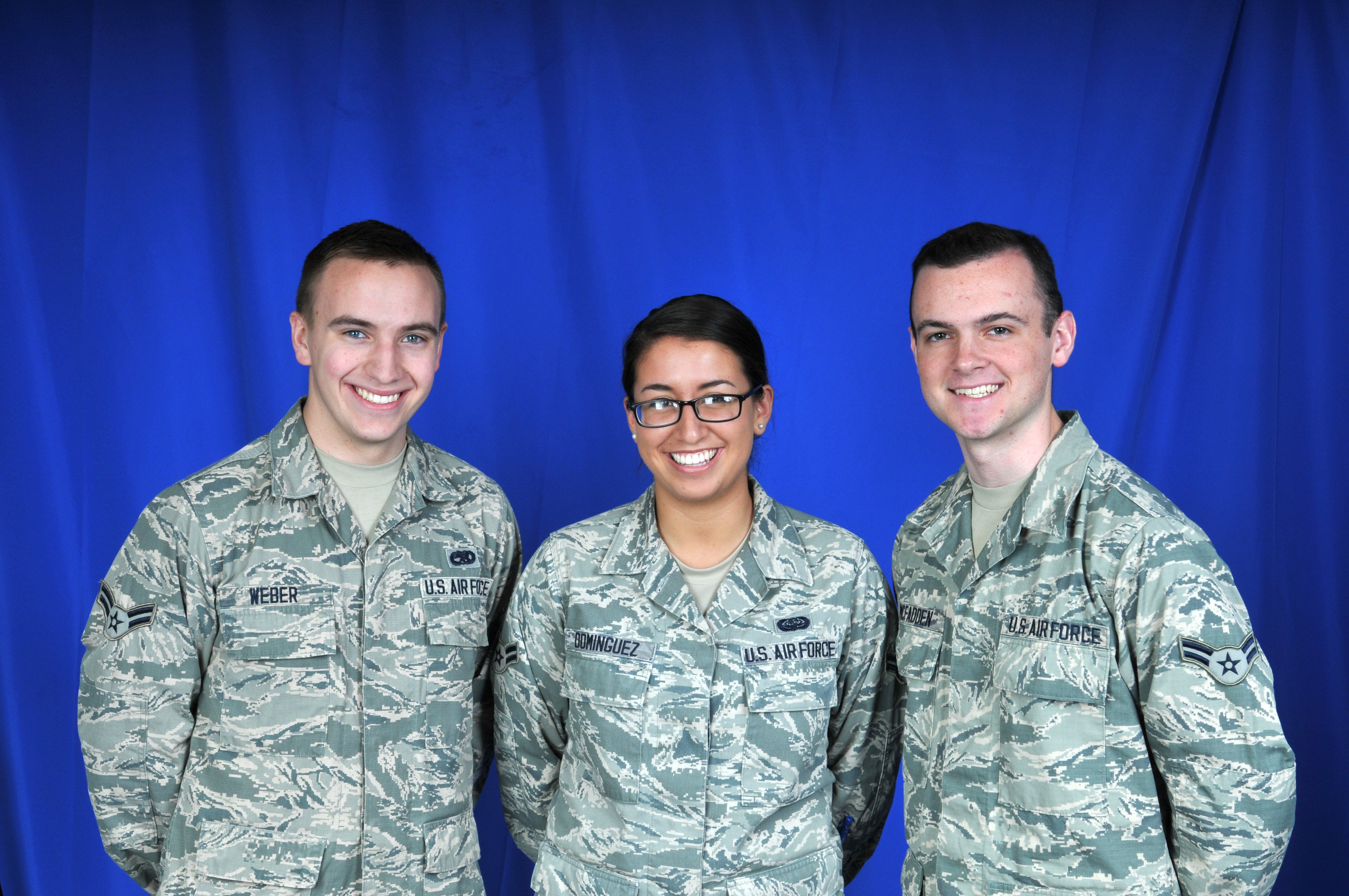  (From left) Airman 1st Class Ryan Weber, Airman 1st Class Sharon Dominguez, and Airman 1st Class Luke McFadden. (Photo courtesy of Delaware Air National Guard) 