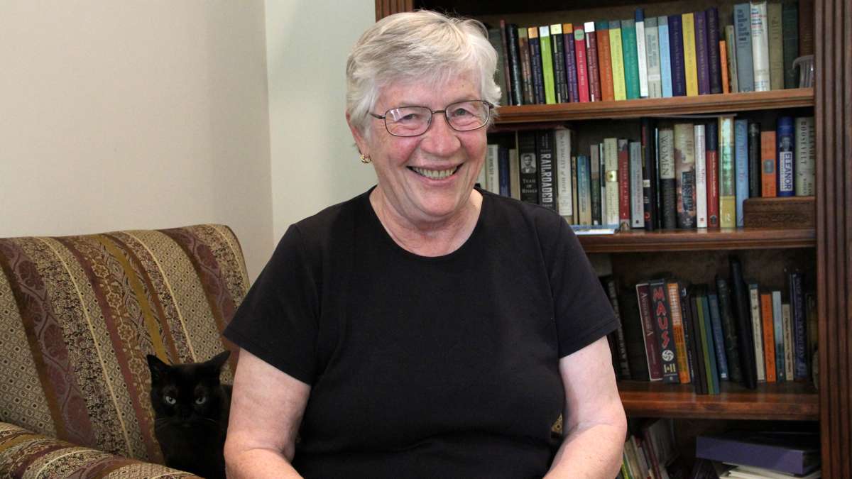  Marj McCann is a longtime gay rights activist in Philadelphia who, 50 years ago, refused to participate in the first gay right demonstrations in front of Independence Hall. The well-dressed Fourth of July picket was too risky. (Emma Lee/WHYY) 