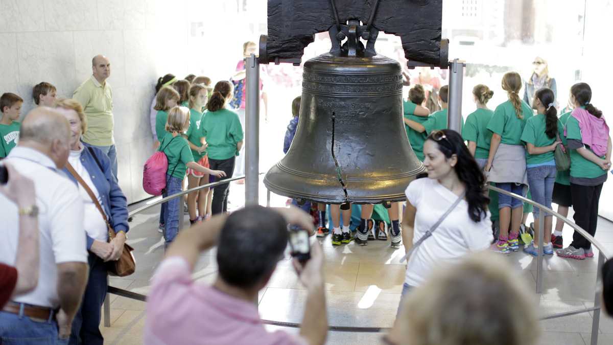  Tourists gather around the Liberty Bell on Independence Mall. (Matt Rourke/AP, file) 