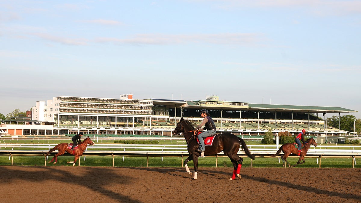  Thoroughbreds gallop on the track at Monmouth Park in Oceanport, New Jersey, where sports betting could begin by next week. (AP file photo/EQUI-PHOTO) 
